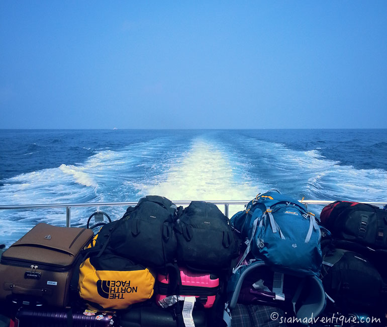 Backpacks on Speedboat