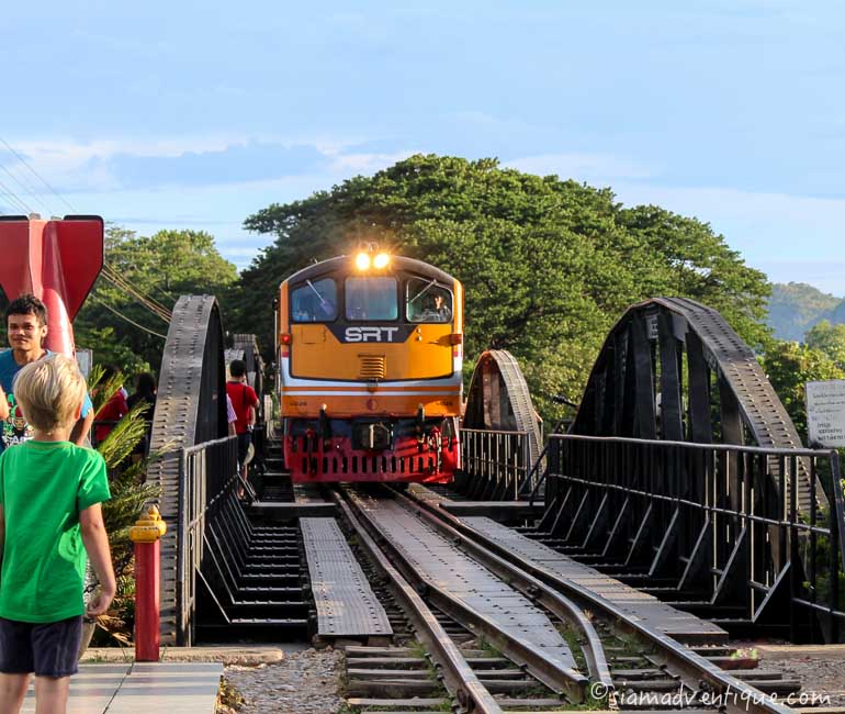 Train Arrives at Bridge over the River Khwae